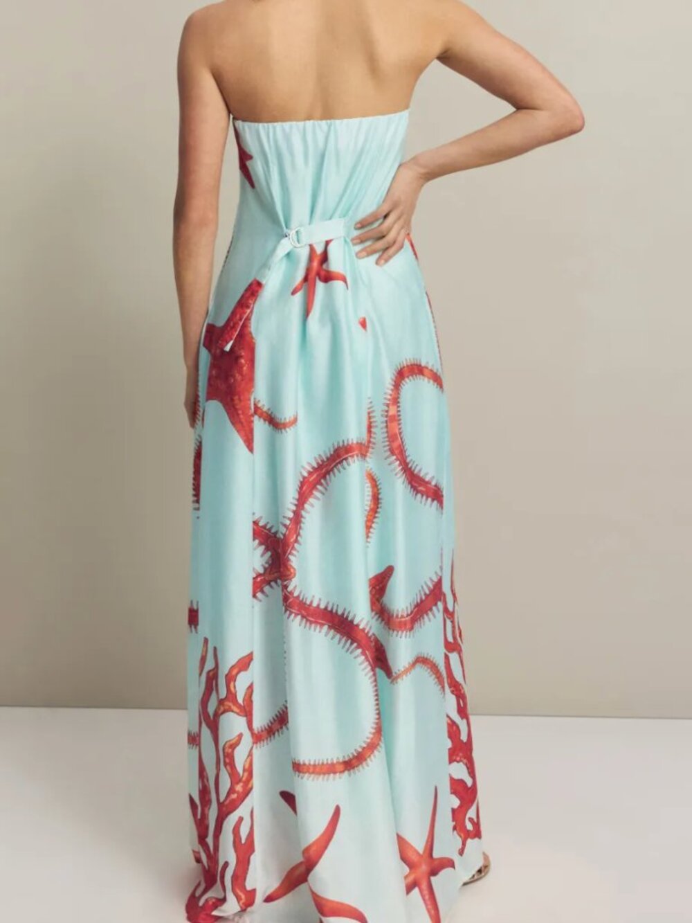 Muma World Blue Graphic Ursa Strapless Maxi Dress Size S As is Condition - Picture 3 of 14